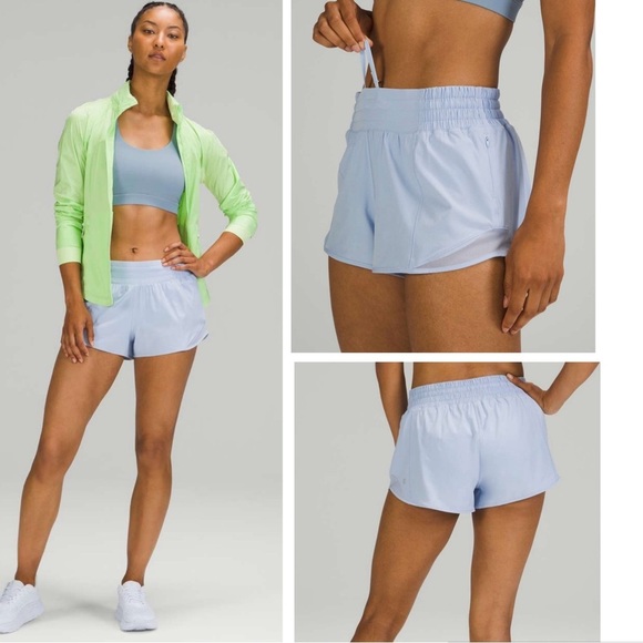 lululemon athletica Pants - Lululemon Hotty Hot Shorts Pastel Blue Purple Low Rise Linen size 6
